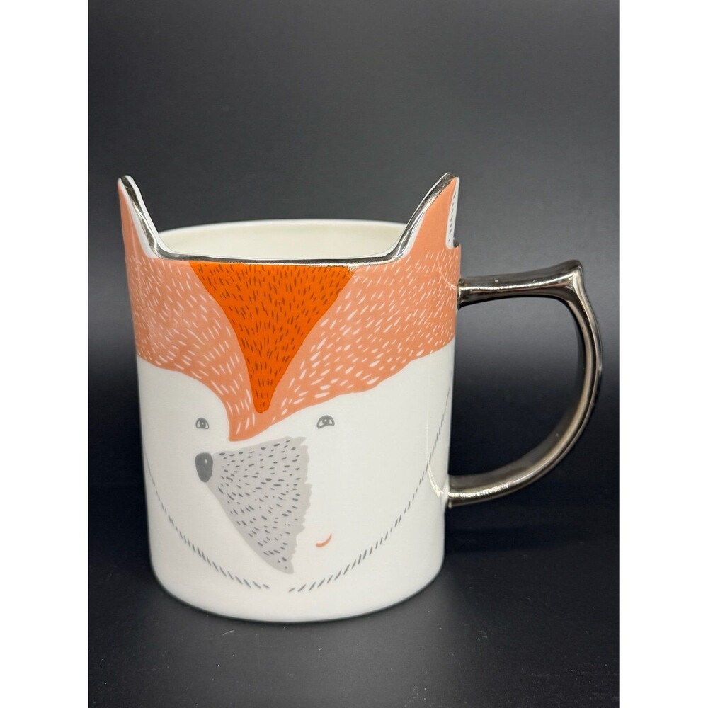 Rosanna Woodland Creatures Fox Ceramic Coffee Mug Metallic Silver Handle